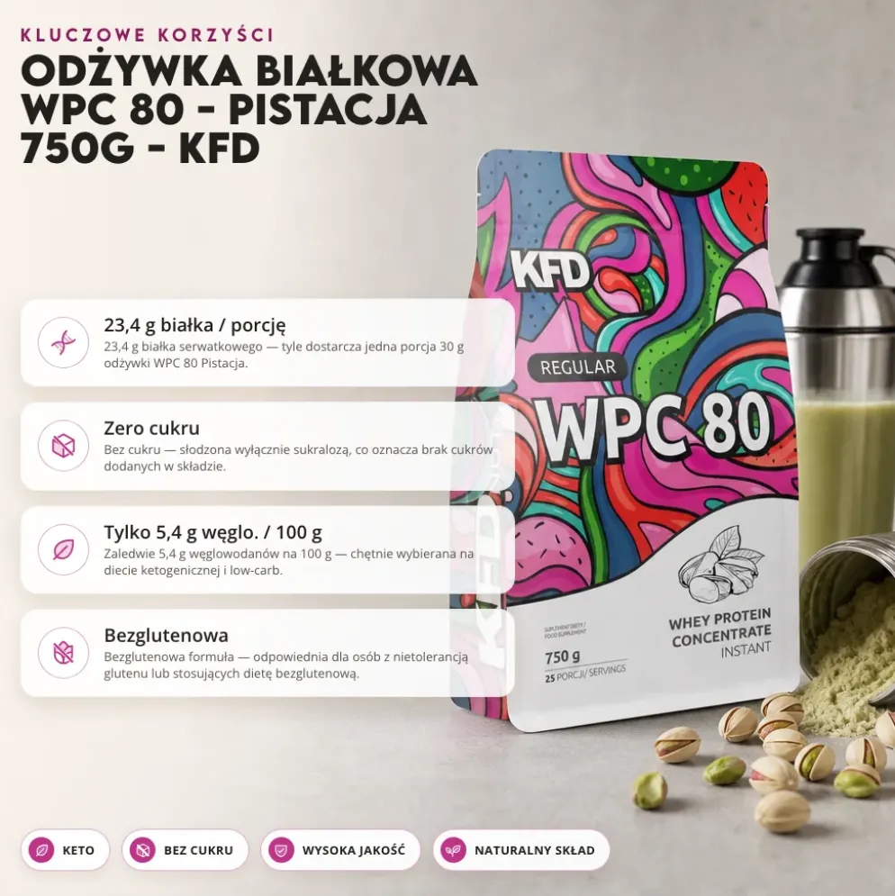 Odżywka Białkowa WPC 80 – Pistacja 750g – KFD