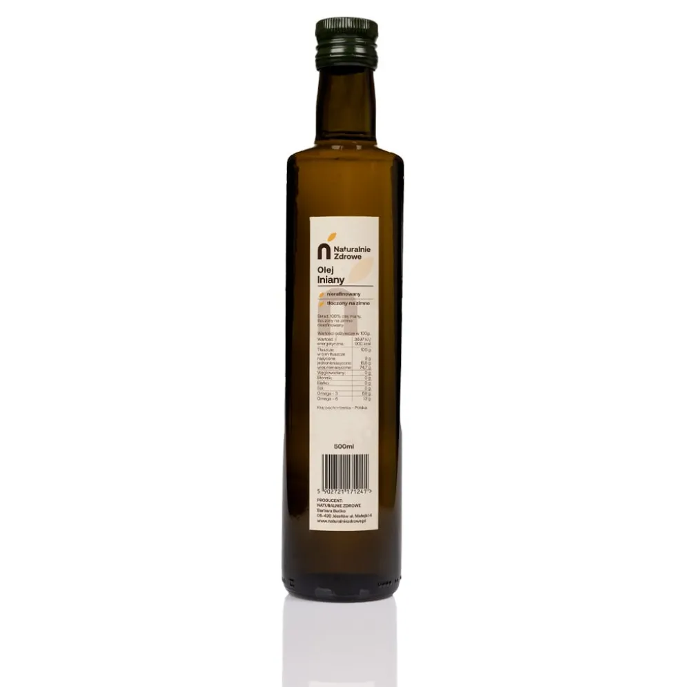 Olej Lniany Tłoczony na Zimno 500ml – Naturalnie Zdrowe