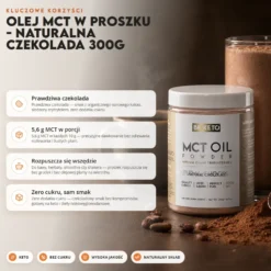 Olej MCT w Proszku – Naturalna Czekolada 300g – BeKeto