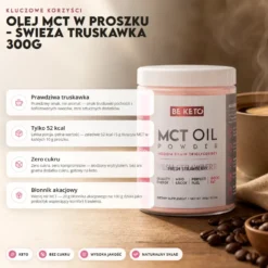 Olej MCT w Proszku – Świeża Truskawka 300g – BeKeto