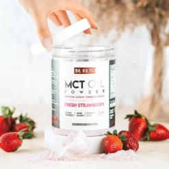 Olej MCT w Proszku – Świeża Truskawka 300g – BeKeto