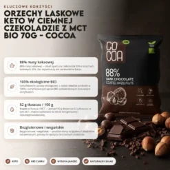 Orzechy Laskowe Keto w Ciemnej Czekoladzie z MCT BIO 70g – Cocoa