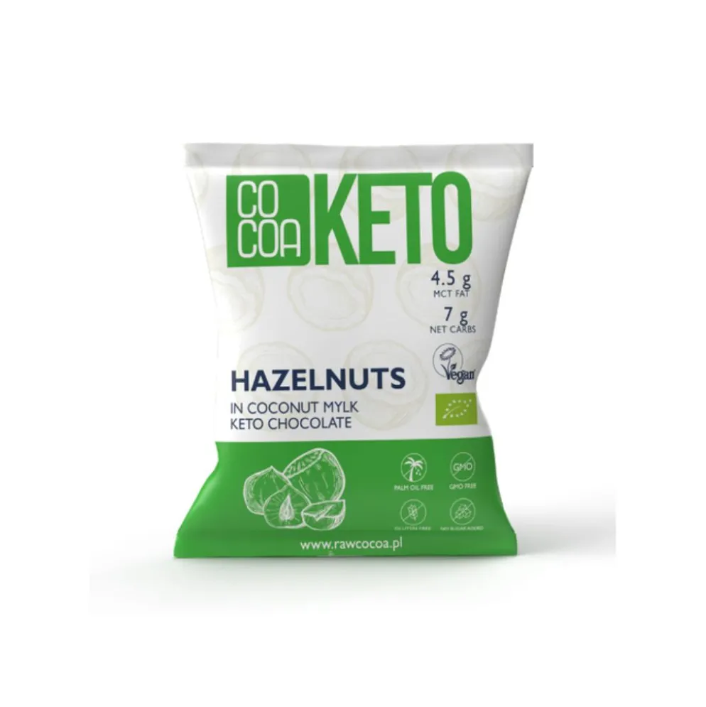Orzechy Laskowe Keto w Czekoladzie z MCT BIO 70g – Cocoa