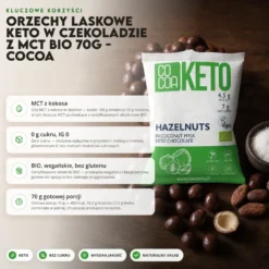 Orzechy Laskowe Keto w Czekoladzie z MCT BIO 70g – Cocoa