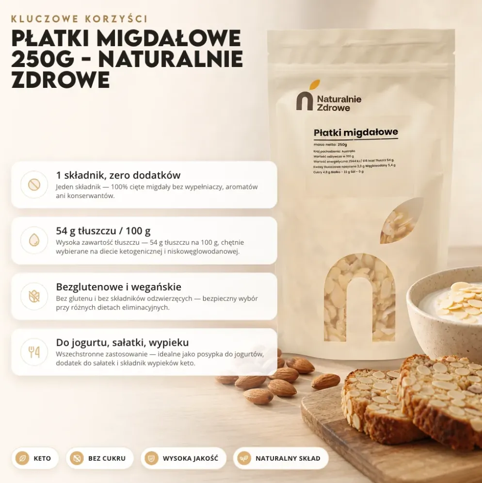 Płatki Migdałowe 250g – Naturalnie Zdrowe
