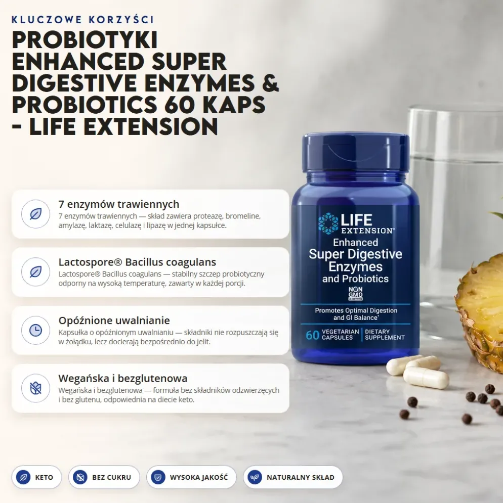 Probiotyki Enhanced Super Digestive Enzymes & Probiotics 60 kaps – Life Extension