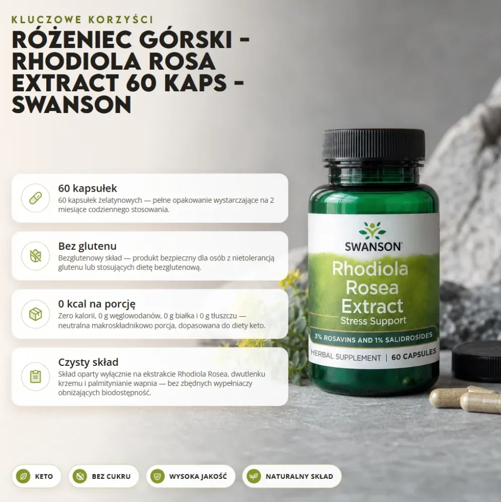 Różeniec Górski – Rhodiola Rosa Extract 60 kaps – Swanson