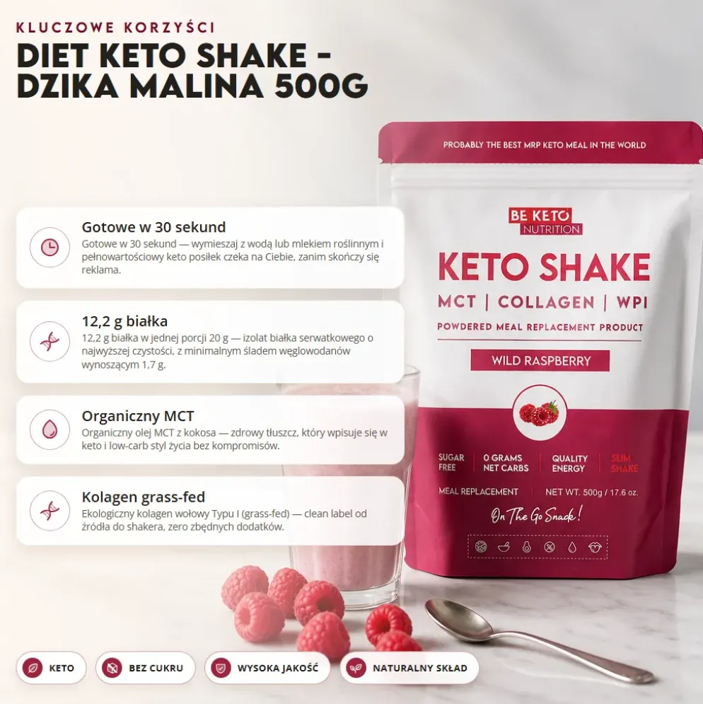 Shake Keto Diet – Dzika Malina 500g – BeKeto