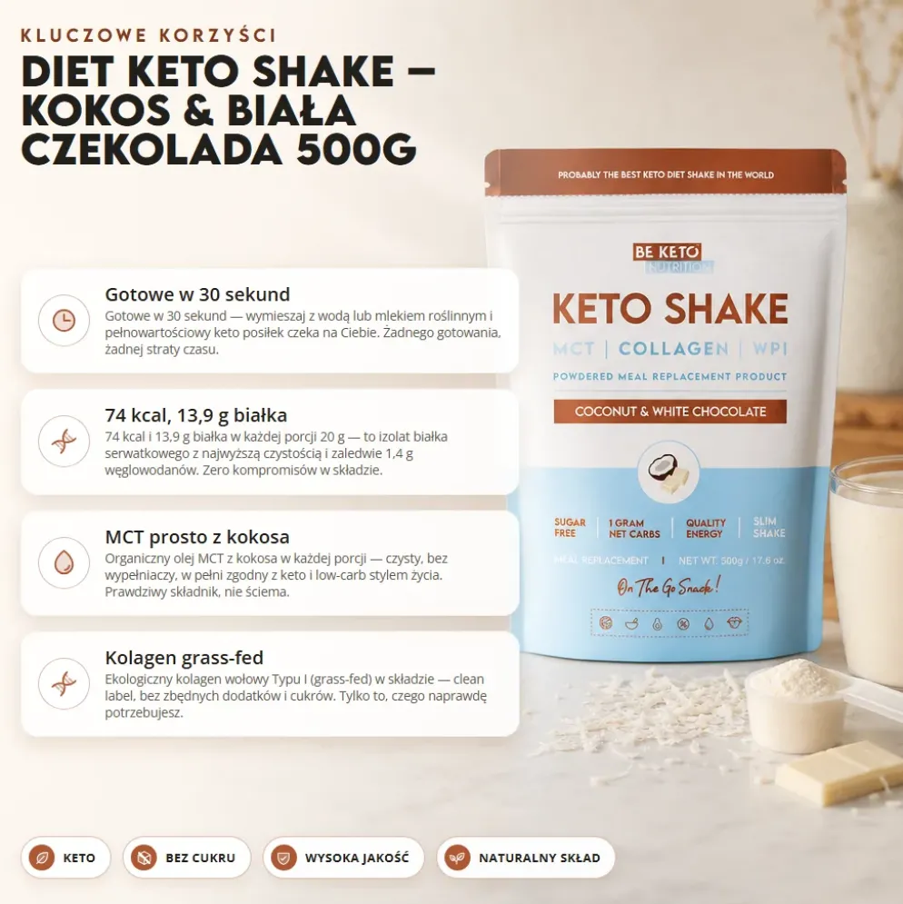 Shake Keto Diet – Kokos & Biała Czekolada 500g – Beketo