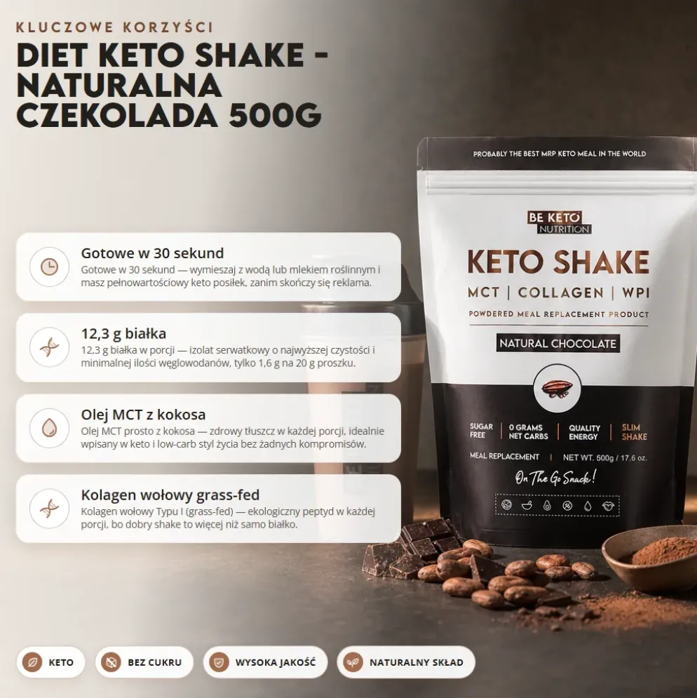 Shake Keto Diet – Naturalna Czekolada 500g – BeKeto
