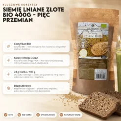 Siemię Lniane Złote BIO 400g – Pięć Przemian