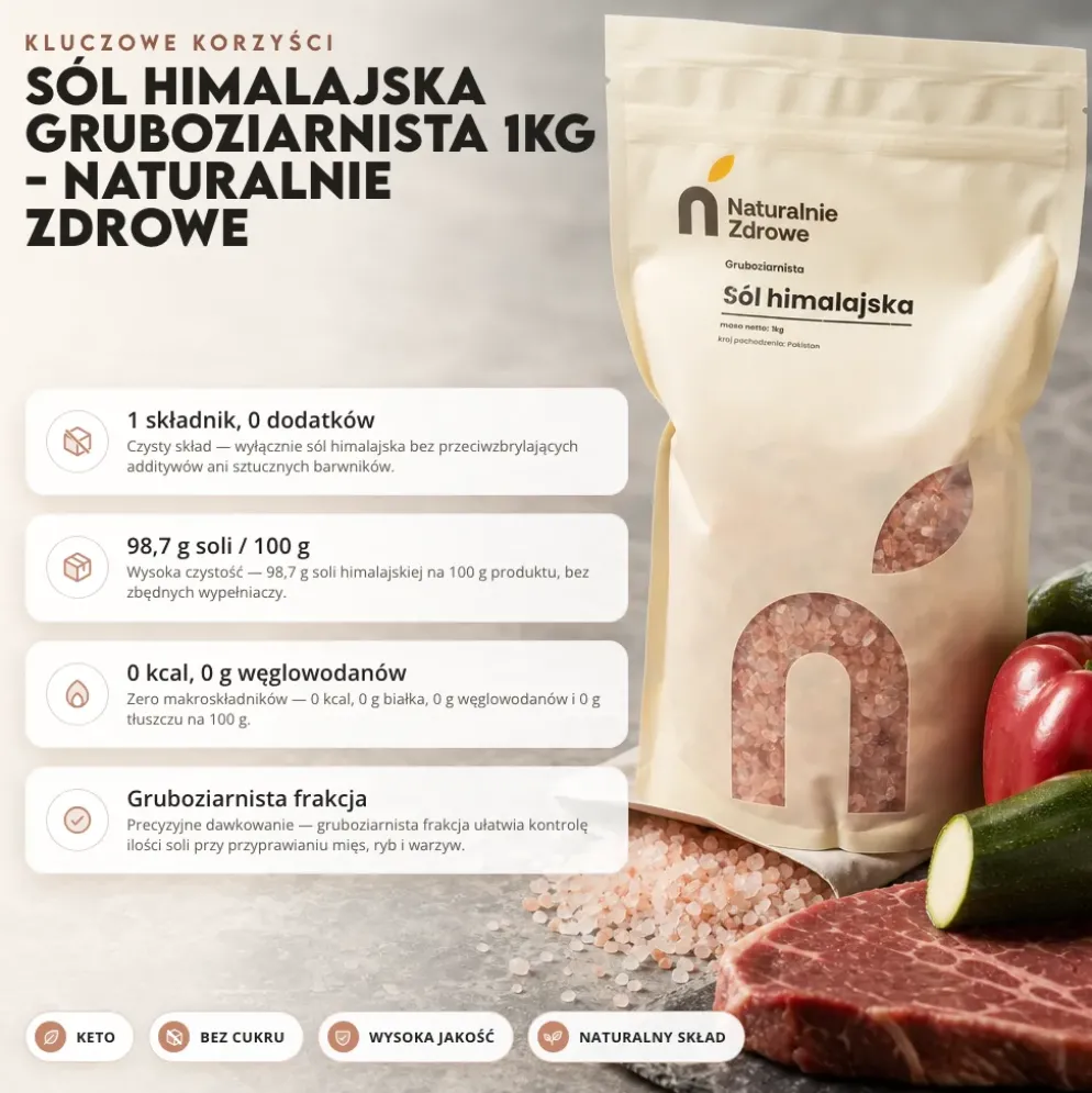 Sól Himalajska Gruboziarnista 1kg – Naturalnie Zdrowe