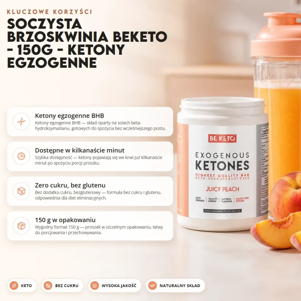 Soczysta brzoskwinia BeKeto – 150g – Ketony Egzogenne