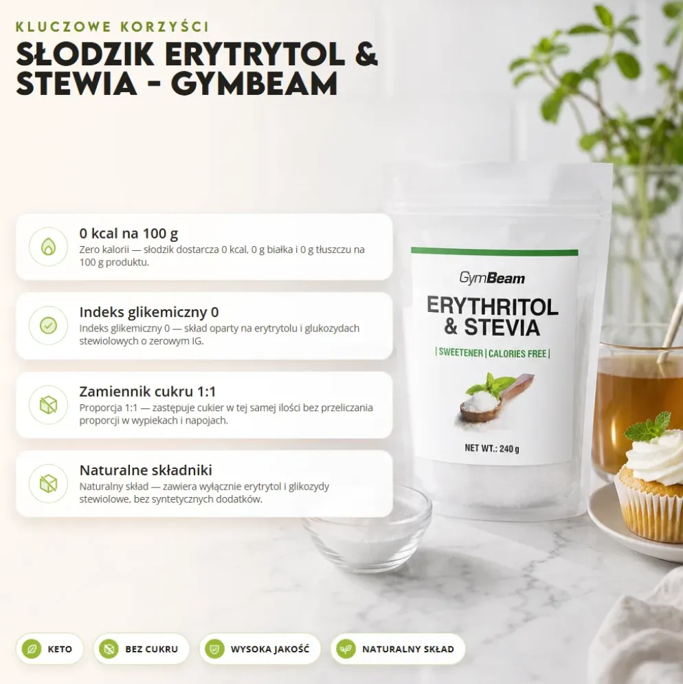 Słodzik Erytrytol & Stewia – GymBeam
