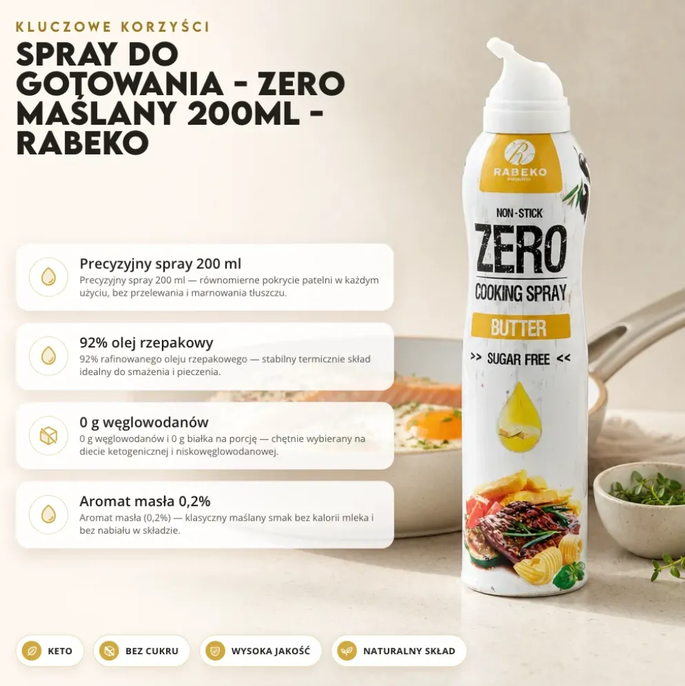 Spray do Gotowania – Zero Maślany 200ml – Rabeko