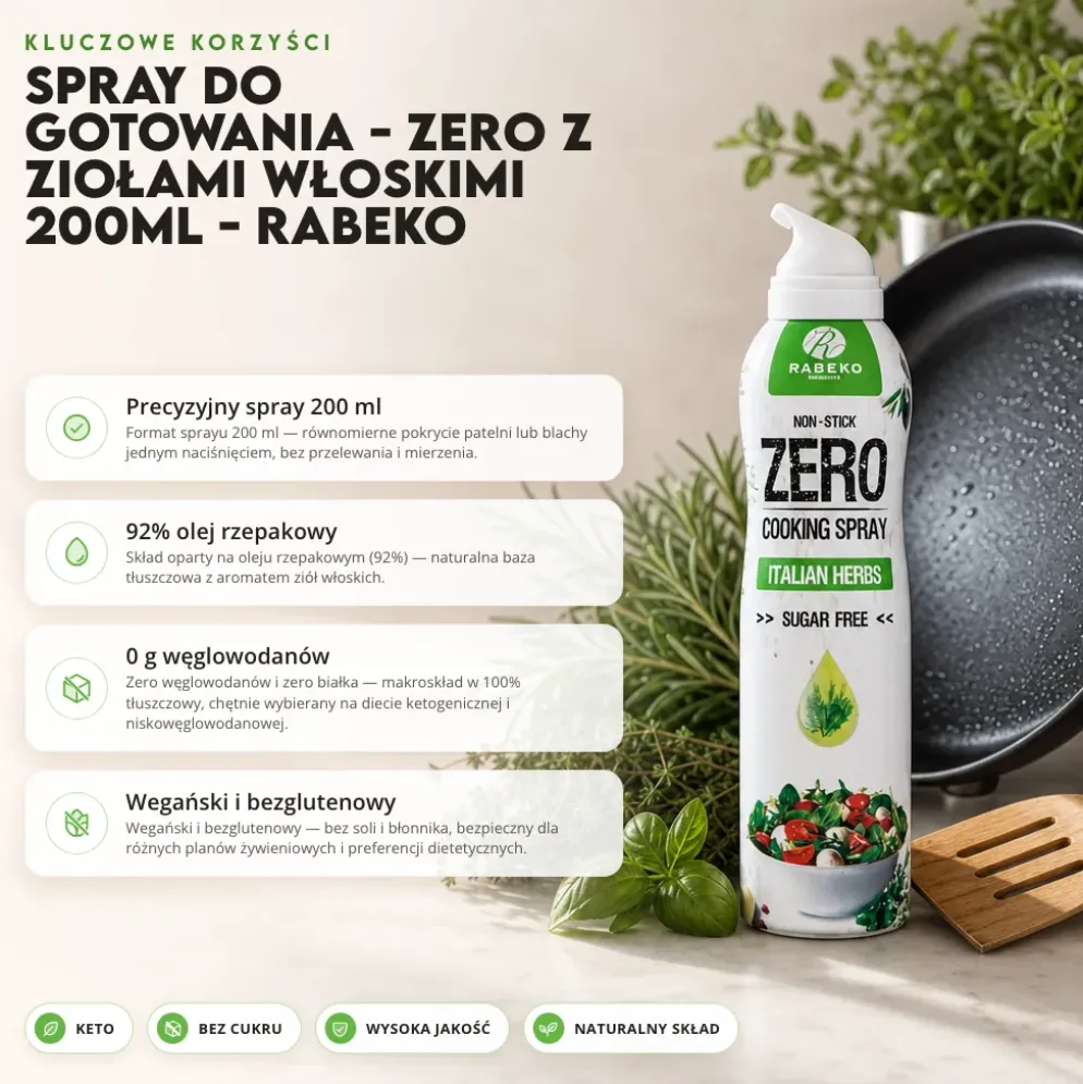 Spray do Gotowania – Zero z Ziołami Włoskimi 200ml – Rabeko
