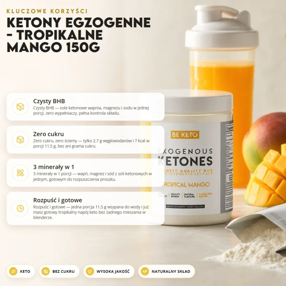 Tropikalne Mango BeKeto – 150g – Ketony Egzogenne