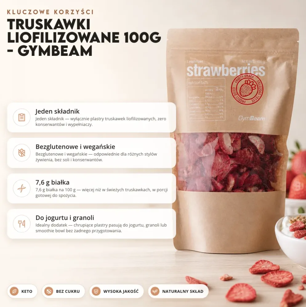 Truskawki liofilizowane 100g – GymBeam