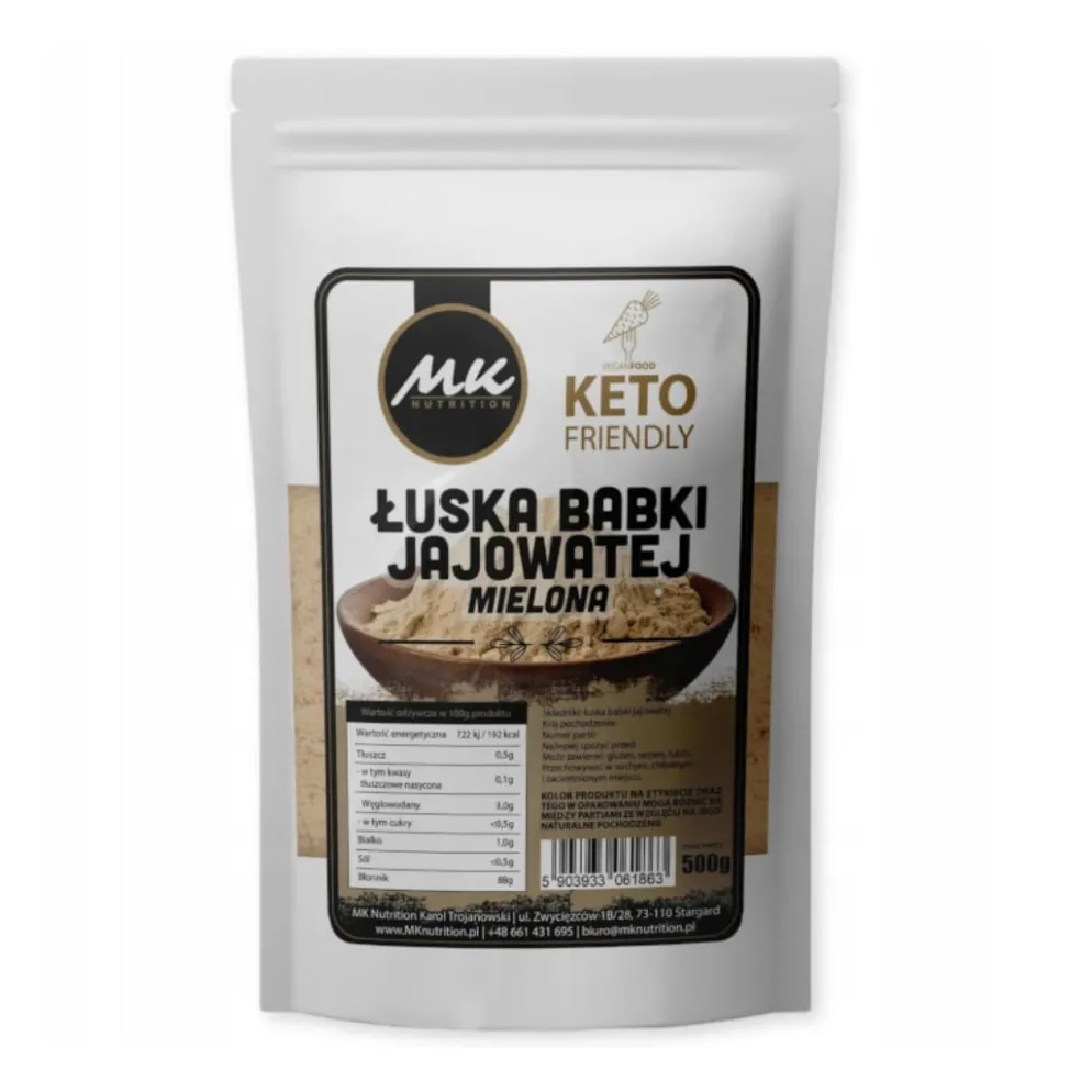 Łuska Babki Jajowatej Mielona 500g – MK Nutrition