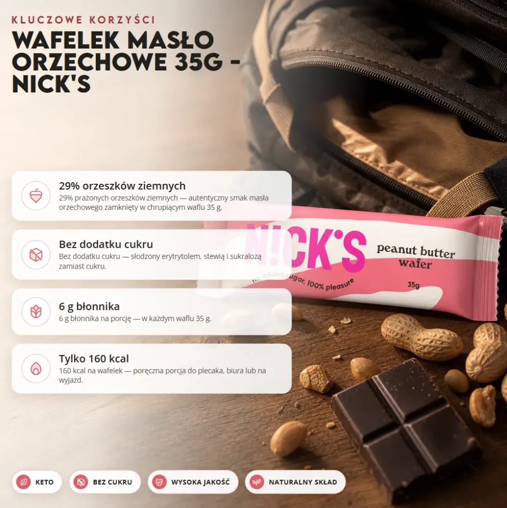 Wafelek Masło Orzechowe 35g – Nick’s